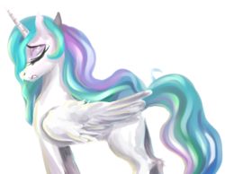 Size: 741x576 | Tagged: safe, artist:buttercupsaiyan, princess celestia, alicorn, pony, g4, eyes closed, female, frown, mare, simple background, solo, transparent background