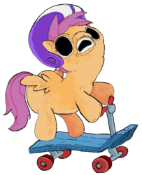 Size: 588x723 | Tagged: safe, artist:applebeans, scootaloo, pegasus, pony, g4, female, filly, scooter, simple background, solo, transparent background