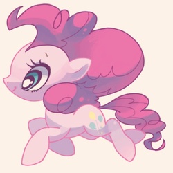 Size: 500x500 | Tagged: safe, artist:mutagorou0w0, pinkie pie, earth pony, pony, g4, cute, diapinkes, female, mare, pink background, simple background, smiling, solo