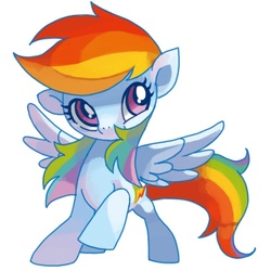 Size: 500x500 | Tagged: safe, artist:mutagorou0w0, rainbow dash, pegasus, pony, g4, cute, dashabetes, female, mare, simple background, solo, spread wings, white background, wings