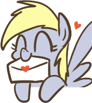 Size: 188x210 | Tagged: safe, artist:egophiliac, derpy hooves, pegasus, pony, g4, cute, derpabetes, eyes closed, female, heart, letter, love letter, mare, mouth hold, simple background, solo, transparent background