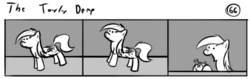 Size: 802x253 | Tagged: safe, artist:tetrapony, derpy hooves, pegasus, pony, comic:the daily derp, g4, comic, female, mare, monochrome, solo, the toyly derp