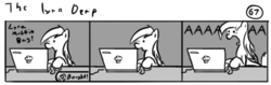 Size: 802x253 | Tagged: safe, artist:tetrapony, derpy hooves, pegasus, pony, comic:the daily derp, g4, comic, computer, female, laptop computer, mare, monochrome, screaming, solo, the lyra derp