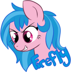 Size: 306x312 | Tagged: source needed, safe, artist:lulubell, firefly, pegasus, pony, g1, g4, bust, female, g1 to g4, generation leap, grin, mare, portrait, simple background, smiling, solo, transparent background