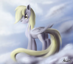 Size: 2500x2190 | Tagged: safe, artist:ajvl, derpy hooves, pegasus, pony, g4, cloud, cloudy, epic derpy, female, high res, mare, solo, wink