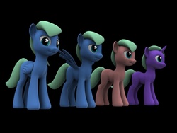 Size: 960x720 | Tagged: safe, artist:darth-biomech, earth pony, pegasus, pony, unicorn, 3d, black background, simple background