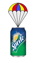 Size: 387x646 | Tagged: safe, parasprite, can, no pony, parachute, pun, simple background, soda, sprite (drink), white background