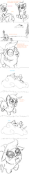 Size: 600x3600 | Tagged: safe, artist:gavalanche, apple bloom, rainbow dash, scootaloo, sweetie belle, earth pony, pegasus, pony, unicorn, g4, cloud, comic, crying, cutie mark crusaders, female, filly, mare, monochrome, on back, sad, scootabuse, scootalone