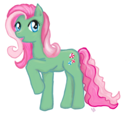 Size: 600x543 | Tagged: safe, artist:vixetra, minty, earth pony, pony, g3, g4, female, g3 to g4, generation leap, mare, raised hoof, simple background, solo, transparent background