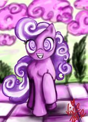 Size: 400x552 | Tagged: safe, artist:vixetra, screwball, earth pony, pony, g4, female, looking at you, mare, raised hoof, smiling, solo