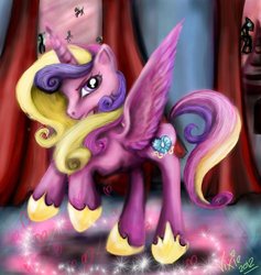 Size: 600x633 | Tagged: safe, artist:vixetra, princess cadance, alicorn, changeling, pony, g4, female, mare, rearing, solo focus