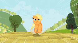 Size: 640x360 | Tagged: safe, screencap, applejack, earth pony, pony, g4, season 2, the last roundup, animated, female, gif, jumping, mare, running, solo