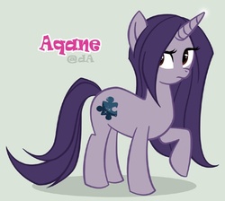 Size: 500x448 | Tagged: safe, artist:arcuate, oc, oc only, oc:moonlight myst, pony, unicorn, female, gray background, looking back, mare, raised hoof, simple background, solo