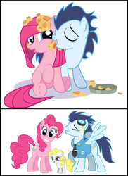 Size: 1018x1397 | Tagged: safe, pinkie pie, soarin', surprise, earth pony, pegasus, pony, g1, g4, clothes, comic, crack shipping, cute, cuteamena, female, filly, g1 to g4, generation leap, goggles, male, mare, offspring, parent:pinkie pie, parent:soarin', parents:soarinpie, pinkamena diane pie, rarepair, shipping, smiling, soarinpie, stallion, straight, uniform