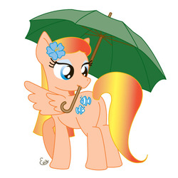 Size: 600x600 | Tagged: safe, artist:elm-chan, sea breeze, pegasus, pony, g1, g4, female, g1 to g4, generation leap, looking back, mare, mouth hold, solo, tropical ponies, umbrella