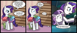 Size: 1500x656 | Tagged: safe, artist:madmax, rarity, sweetie belle, pony, unicorn, g4, 2011, car, changing room, comic, dressing room, driving, duo, female, filly, funny, implied pooping, male, mare, poop joke, simpsons did it, sweetiedumb, sweetiepoo, the simpsons, the wandering juvie, toilet humor