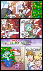 Size: 1000x1646 | Tagged: safe, artist:madmax, danny williams, lyra heartstrings, megan williams, pipsqueak, deer, earth pony, human, pony, reindeer, unicorn, g4, box, christmas, colt, comic, female, humie, male, mare, pony in a box, santa claus, santa hooves, that pony sure does love humans, y u no