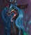 Size: 887x989 | Tagged: dead source, safe, artist:coffeechicken, queen chrysalis, changeling, changeling queen, g4, bust, drool, fangs, female, frown, open mouth, solo, tongue out