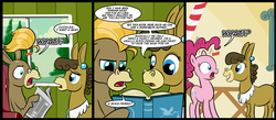 Size: 1500x656 | Tagged: safe, artist:madmax, cranky doodle donkey, matilda, pinkie pie, donkey, earth pony, pony, g4, comic, female, male, mare, ship:crankilda, shocked, surrogate mother