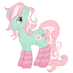 Size: 500x500 | Tagged: artist needed, safe, minty, earth pony, pony, g3, clothes, female, mare, simple background, socks, solo, striped socks, white background