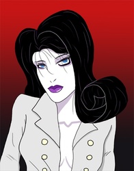 Size: 645x821 | Tagged: safe, artist:jarntazecht, rarity, human, g4, absolute cleavage, breasts, cleavage, female, gradient background, humanized, patrick nagel, solo