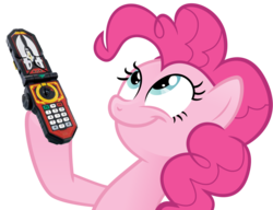 Size: 990x759 | Tagged: safe, pinkie pie, earth pony, pony, g4, female, kaizoku sentai gokaiger, look what pinkie found, mare, meme, mobirate, power rangers, simple background, smiling, solo, super sentai, transparent background