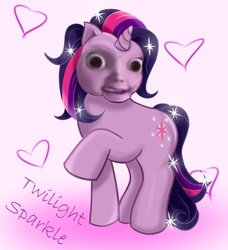 Size: 480x527 | Tagged: safe, twilight sparkle, pony, unicorn, g3, g4, abomination, care bears, creepy care bears girl, cursed image, excuse me what the fuck, female, g3 to g4, generation leap, horn, lolwut, nightmare fuel, not salmon, solo, uncanny valley, unicorn twilight, wat