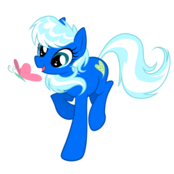 Size: 2000x2000 | Tagged: safe, artist:equestria-prevails, oc, oc only, butterfly, earth pony, pony, earth pony oc, female, high res, mare, ponibooru, ponibooru mascot, ponified, simple background, smiling, solo, transparent background