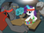 Size: 4000x3000 | Tagged: safe, artist:spokesthebrony, fido, rarity, rover, spot, diamond dog, pony, unicorn, a dog and pony show, g4, my little pony: friendship is magic, absinthe, alcohol, archer (show), bottle, bullet, cave, diamond dog guard, female, gem, gritted teeth, gun, hardcore, headband, male, mare, revolver, russian roulette, the deer hunter, weapon