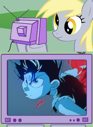 Size: 563x771 | Tagged: safe, derpy hooves, pegasus, pony, g4, exploitable meme, female, hiei, mare, meme, tv meme, yu yu hakusho