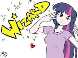 Size: 756x570 | Tagged: safe, artist:megasweet, artist:rufusalfa, twilight sparkle, human, g4, female, humanized, looking at you, simple background, solo, transparent background, wizard