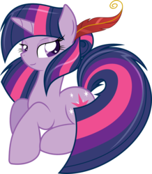 Size: 1168x1341 | Tagged: safe, artist:nazoth, twilight sparkle, pony, unicorn, g4, feather, feather in hair, female, mane, mare, prone, simple background, solo, transparent background, vector