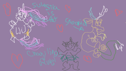 Size: 1280x720 | Tagged: safe, discord, princess celestia, queen chrysalis, alicorn, changeling, changeling queen, draconequus, nymph, pony, g4, ask, crayon, female, filly, foal, male, mare