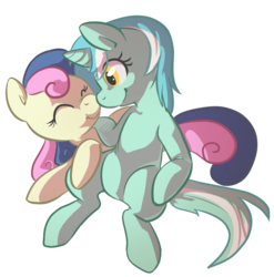 Size: 848x860 | Tagged: safe, artist:php27, bon bon, lyra heartstrings, sweetie drops, earth pony, pony, unicorn, g4, boop, female, lesbian, mare, noseboop, prone, ship:lyrabon, shipping, simple background, sitting, smiling, transparent background