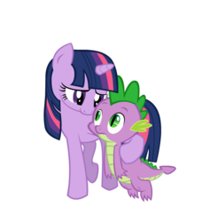 Size: 700x768 | Tagged: safe, artist:wwrite, spike, twilight sparkle, dragon, pony, unicorn, g4, duo, female, hug, male, mare, simple background, spikelove, transparent background