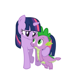 Size: 700x768 | Tagged: safe, artist:wwrite, spike, twilight sparkle, dragon, pony, unicorn, g4, duo, female, hug, male, mare, simple background, spikelove, transparent background, unicorn twilight