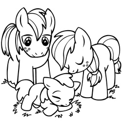 Size: 945x945 | Tagged: safe, artist:megasweet, apple bloom, applejack, big macintosh, earth pony, pony, g4, apple siblings, baby, baby pony, colt, cute, filly, hatless, jackabetes, macabetes, male, missing accessory, monochrome, younger