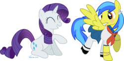 Size: 1100x541 | Tagged: safe, artist:volmise, rarity, oc, pegasus, pony, unicorn, g4, ^^, crossdressing, duo, eyes closed, female, male, mare, simple background, stallion, transparent background