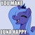 Size: 600x600 | Tagged: safe, artist:megasweet, princess luna, alicorn, pony, g4, caption, female, happy, image macro, mare, s1 luna, solo, text