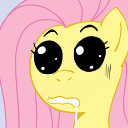Size: 945x945 | Tagged: safe, artist:megasweet, fluttershy, pegasus, pony, g4, black sclera, drool, female, mare, solo