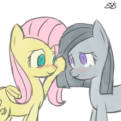 Size: 900x900 | Tagged: safe, artist:speccysy, fluttershy, marble pie, earth pony, pegasus, pony, g4, duo, duo female, female, lesbian, mare, ship:marbleshy, shipping, smiling