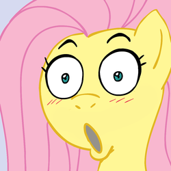 Size: 945x945 | Tagged: safe, artist:megasweet, fluttershy, pegasus, pony, g4, blushing, close-up, faic, female, mare, open mouth, pog, reaction image, shocked, simple background, solo, wide eyes