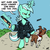 Size: 945x945 | Tagged: safe, artist:megasweet, lyra heartstrings, winona, pony, unicorn, g4, bipedal, clothes, crossover, duo, female, gun, human behavior, mad max, mare, pet, shotgun, the road warrior, walking, weapon