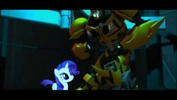 Size: 1366x768 | Tagged: safe, rarity, pony, unicorn, g4, bumblebee (transformers), duo, female, mare, transformers