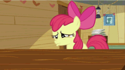 Size: 400x224 | Tagged: safe, screencap, apple bloom, earth pony, pony, g4, hearts and hooves day (episode), season 2, animated, clubhouse, crusaders clubhouse, faceplant, female, filly, hearts and hooves day, solo