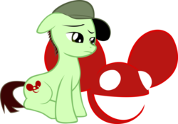 Size: 680x477 | Tagged: artist needed, safe, earth pony, pony, deadmau5, ponified, simple background, sitting, solo, transparent background