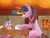 Size: 640x480 | Tagged: safe, artist:bwfe, spike, twilight sparkle, dragon, pony, unicorn, g4, book, chinese new year, chopsticks, duo, female, magic, male, mare, messy eating, sitting, sweat, telekinesis, unicorn twilight