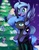 Size: 850x1100 | Tagged: safe, artist:negativefox, fluttershy, nightmare moon, princess celestia, princess luna, twilight sparkle, alicorn, pony, g4, blushing, christmas, christmas tree, female, luna riding nightmare moon, mare, ponies riding ponies, riding, s1 luna, self riding, tree, tsundere moon