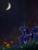 Size: 1519x2025 | Tagged: safe, artist:bigponymac, princess luna, alicorn, pony, g4, crescent moon, female, grass, looking up, mare, moon, night, raised hoof, solo, stars