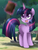 Size: 447x586 | Tagged: safe, artist:loyaldis, twilight sparkle, pony, unicorn, g4, book, female, happy, heart eyes, mare, solo, wingding eyes